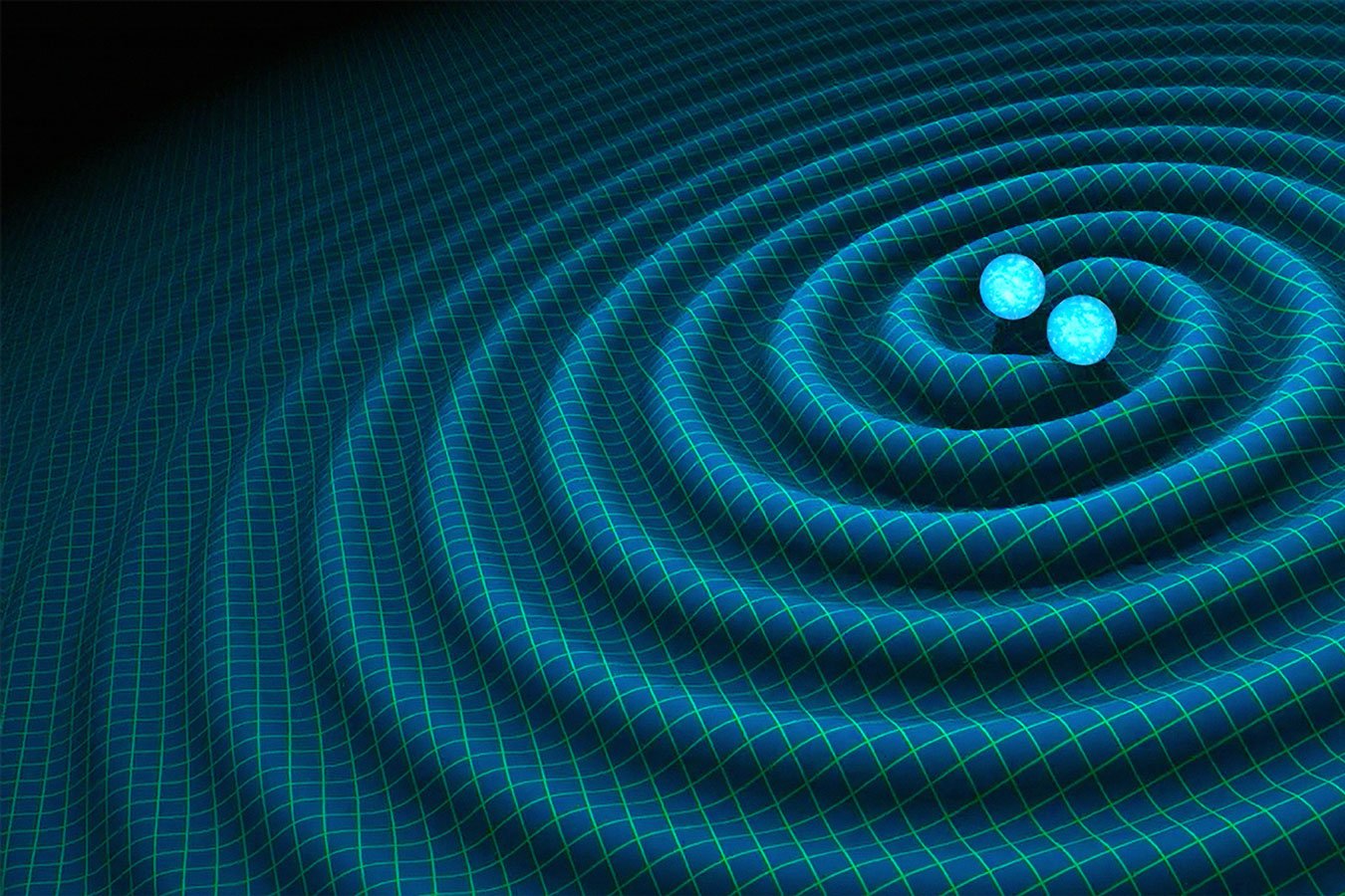 Artist's interpretation of gravitational waves from compact binaries